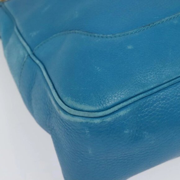 GUCCI Bamboo Hand Bag Leather 2way Blue Gold - Picture 8 of 16